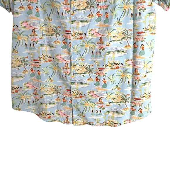 Tricots St Raphael -Light Blue Tropical Print Short-Sleeve Men's Shirt Small - Picture 3 of 6